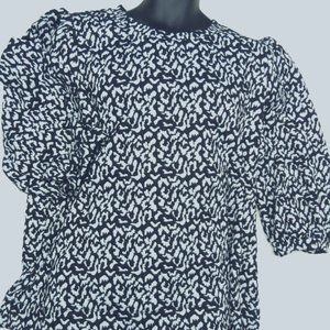 Anne Klein Black and White Jacquard Top